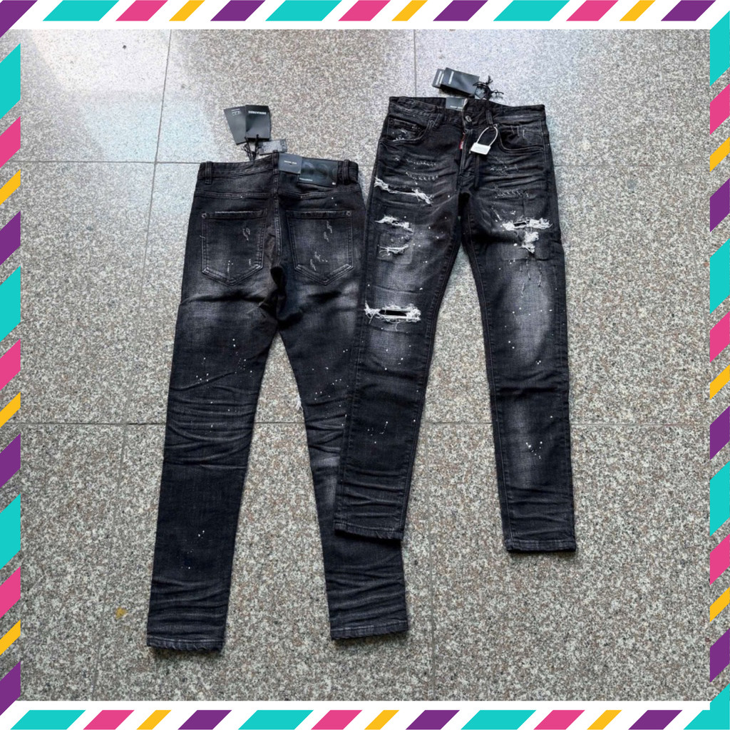 { ÔNG CHÚ AMIRI } Áo Jean Nam Xám Rách Quảng Châu