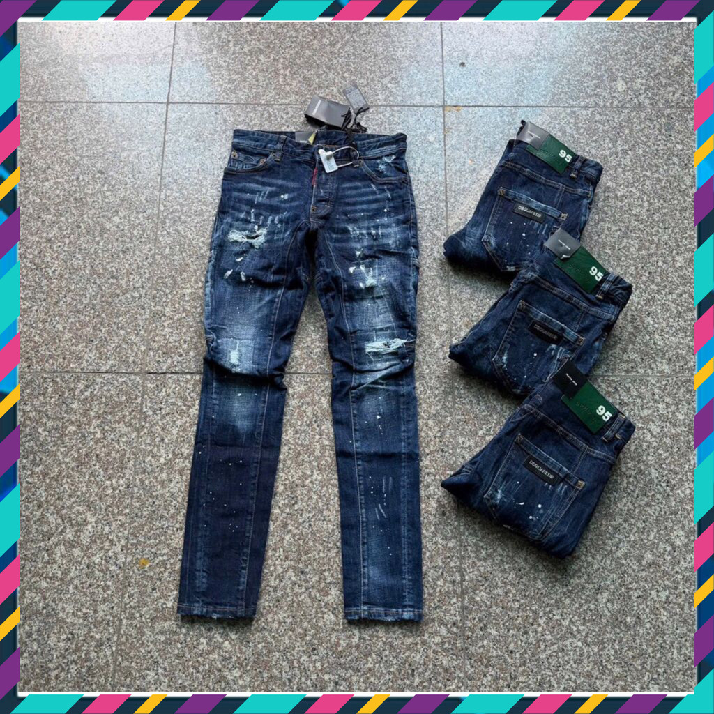 { ÔNG CHÚ AMIRI } Áo Jean Nam DSQ Xanh  Chất Fom Biker Mới Quảng Châu