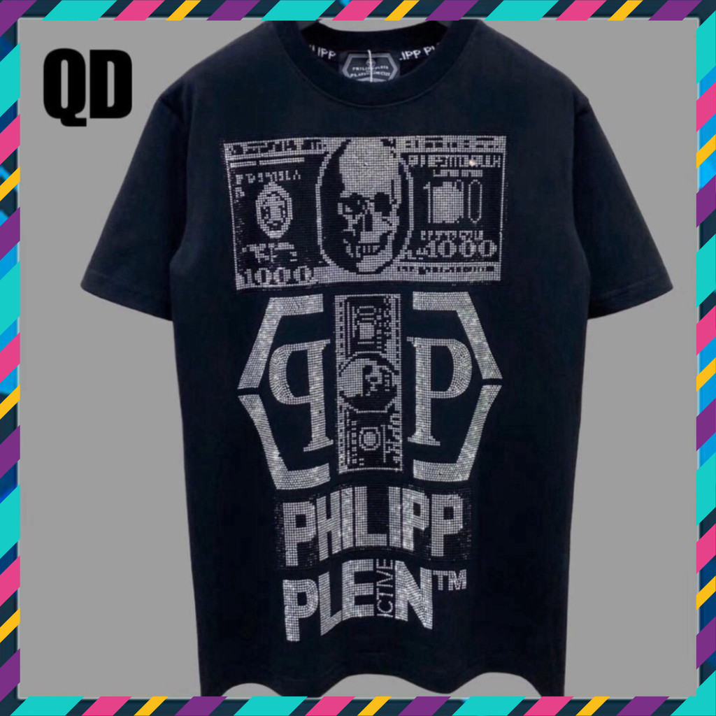 { ÔNG CHÚ AMIRI } Áo phông nam phong cách đô la Phillip Plein 2 màu trắng vàng chất lượng cao