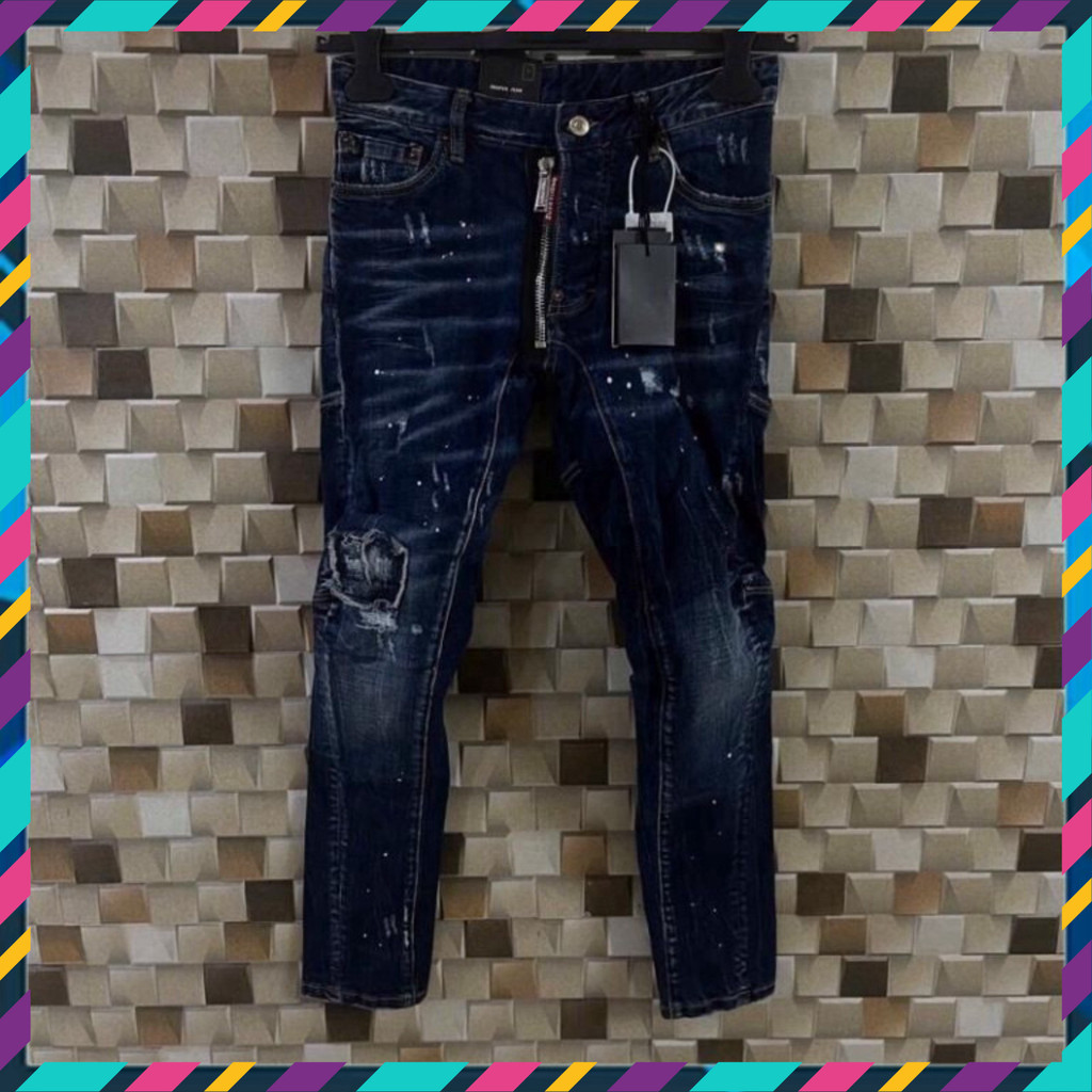 { ÔNG CHÚ AMIRI } Áo Jean Nam Biker Xanh Quảng Châu Xuất Khẩu