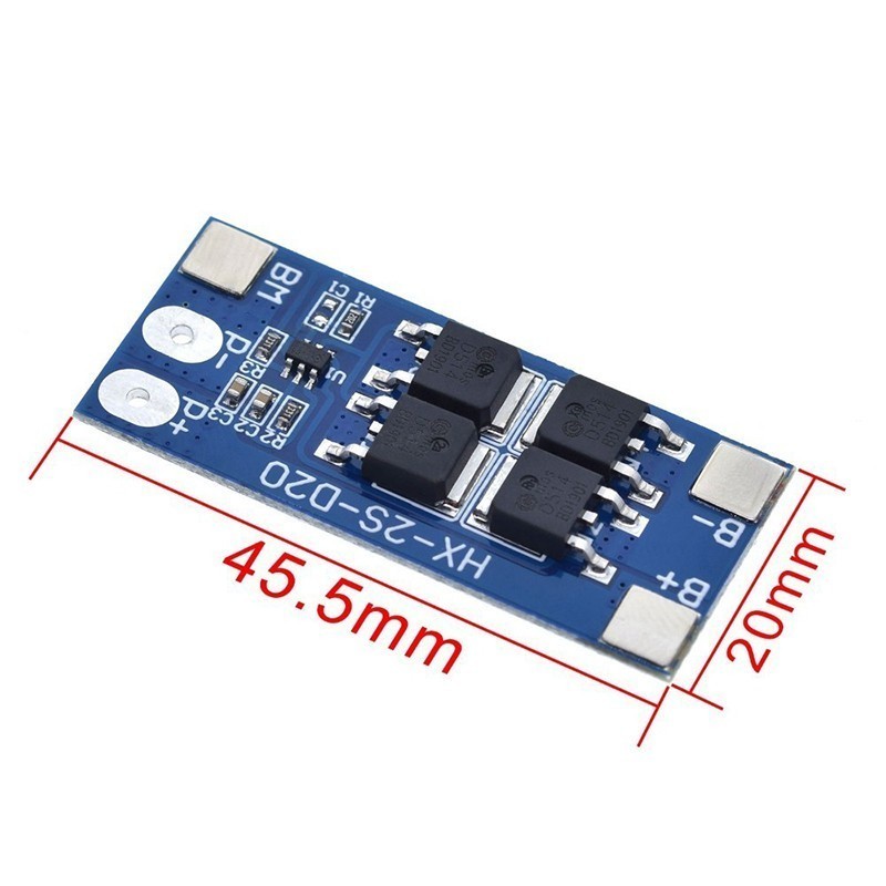 Mạch Bảo Vệ Pin Li-Ion 18650 2S 7.4V - 8.4V 10A 2S-D20 / HX-2S-D20