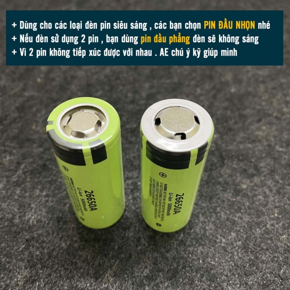 (Hàng xịn) Pin Cell 26650 Li-ion 5000mAh xả cao 30A.
