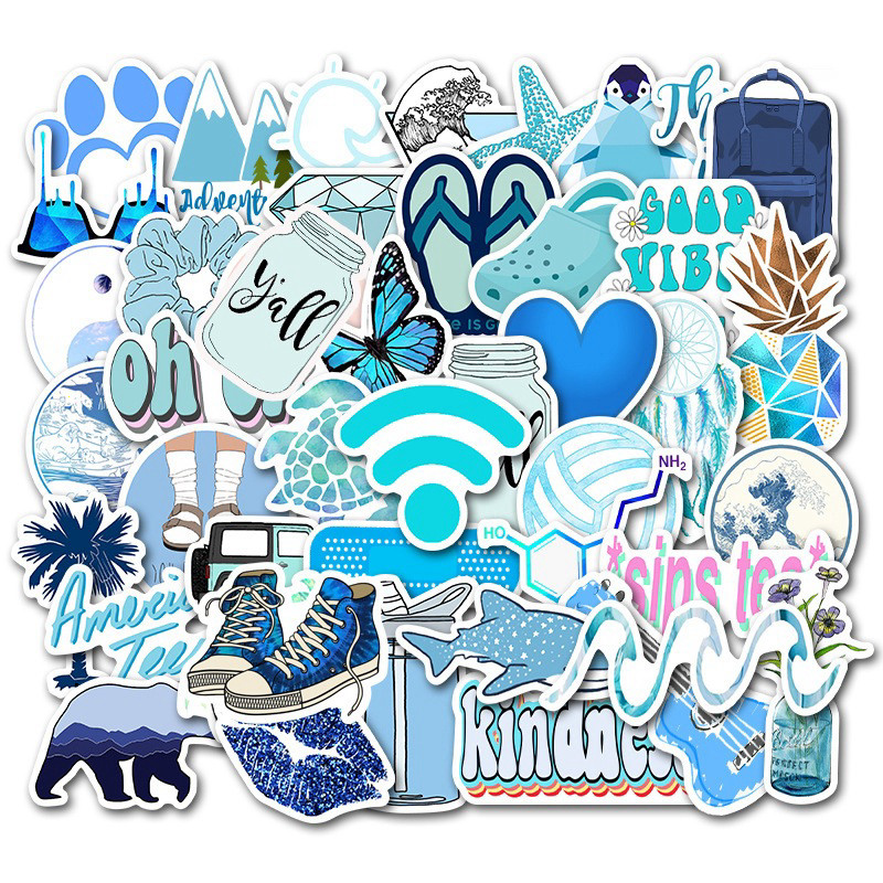 Set 50 Tấm Sticker dán hoạt hình chống nước sticker dán mũ bảo hiểm vali laptop cực xinh