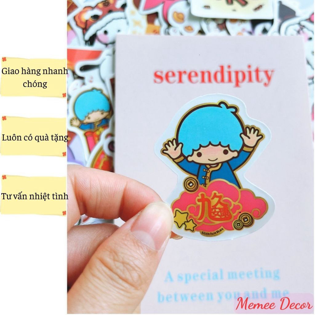 Combo 67 sticker sanrio cinnamon kuromi melody pochacco cute dùng trang trí Meme decor 097