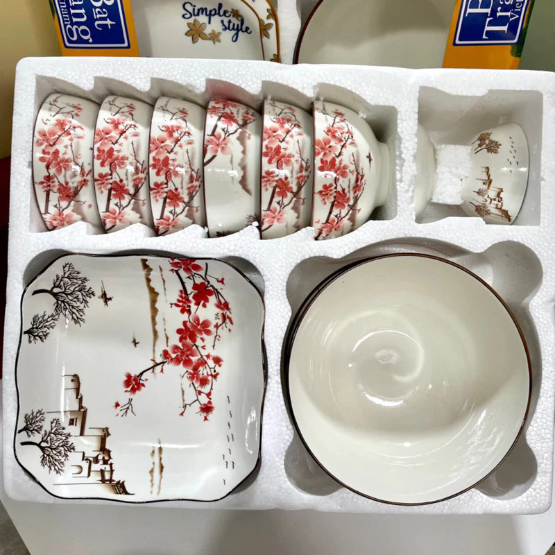 Bộ 10 Bát Chén Ăn Cơm Hoa Anh Đào GL125 | Chị An Home