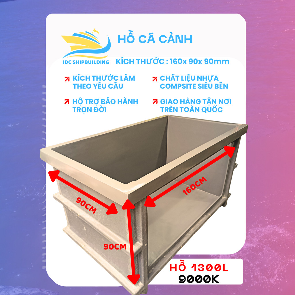 HỒ CÁ MINI BẰNG COMPOSITE, TANK NUÔI CÁ KOI, BỂ CHỨA THỦY HẢI SẢN KÍCH THƯỚC THEO YÊU CẦU, CHỐNG THẤ