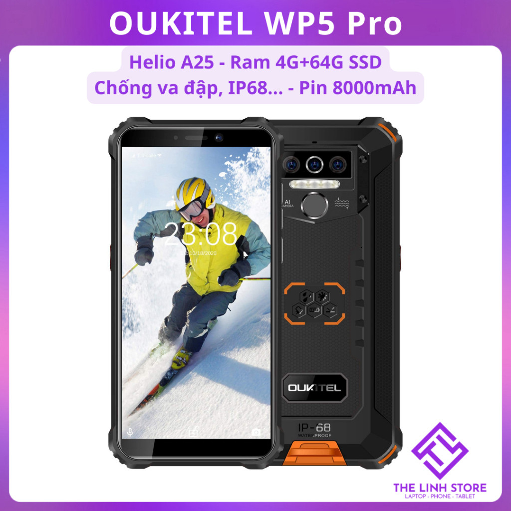 Điện thoại OUKITEL WP5 Pro pin 8000mAh - Chống va đập, IP68...