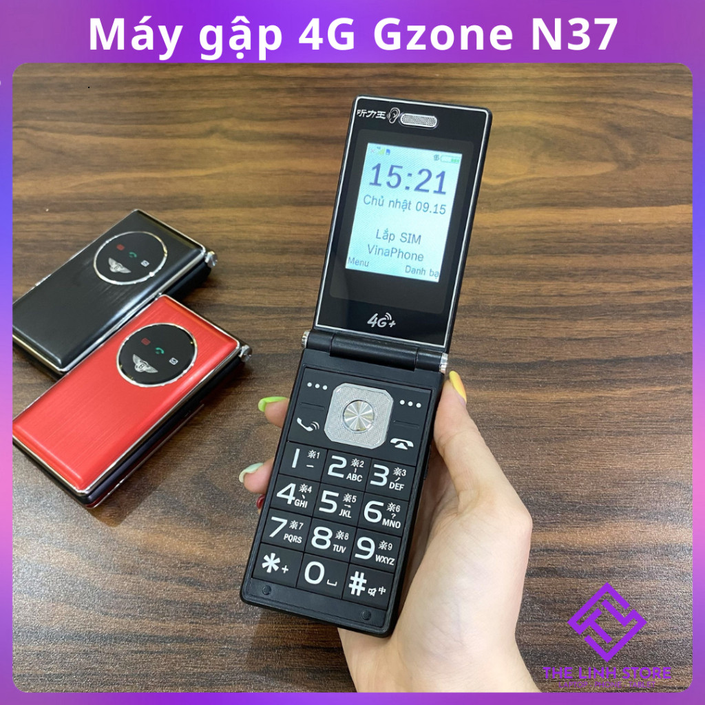 Điện thoại Nắp gập Gzone N37 4G chuẩn - Có đèn pin Vỏ kim loại chắc chắn