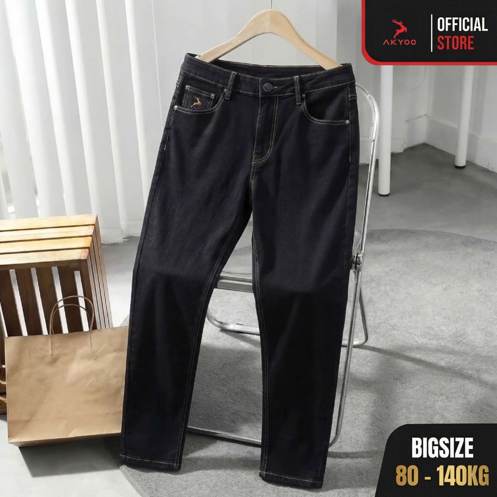 Quần Jean Nam Bigsize 80-140kg AKYOO, Bigsize Nam - QJ V DEN