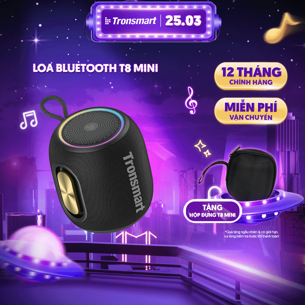 [MỚI] Loa Bluetooth Tronsmart T8 MINI |  Công suất 15W | Sử Dụng Đến 18h | Âm Thanh 360° | Bảo Hành 12 Tháng