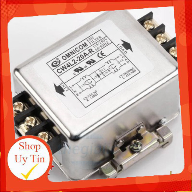 CW4L2-20A-R Bộ Lọc Nguồn 1 Pha 20A 115/250V Gắn Ray Giang Tech Hub