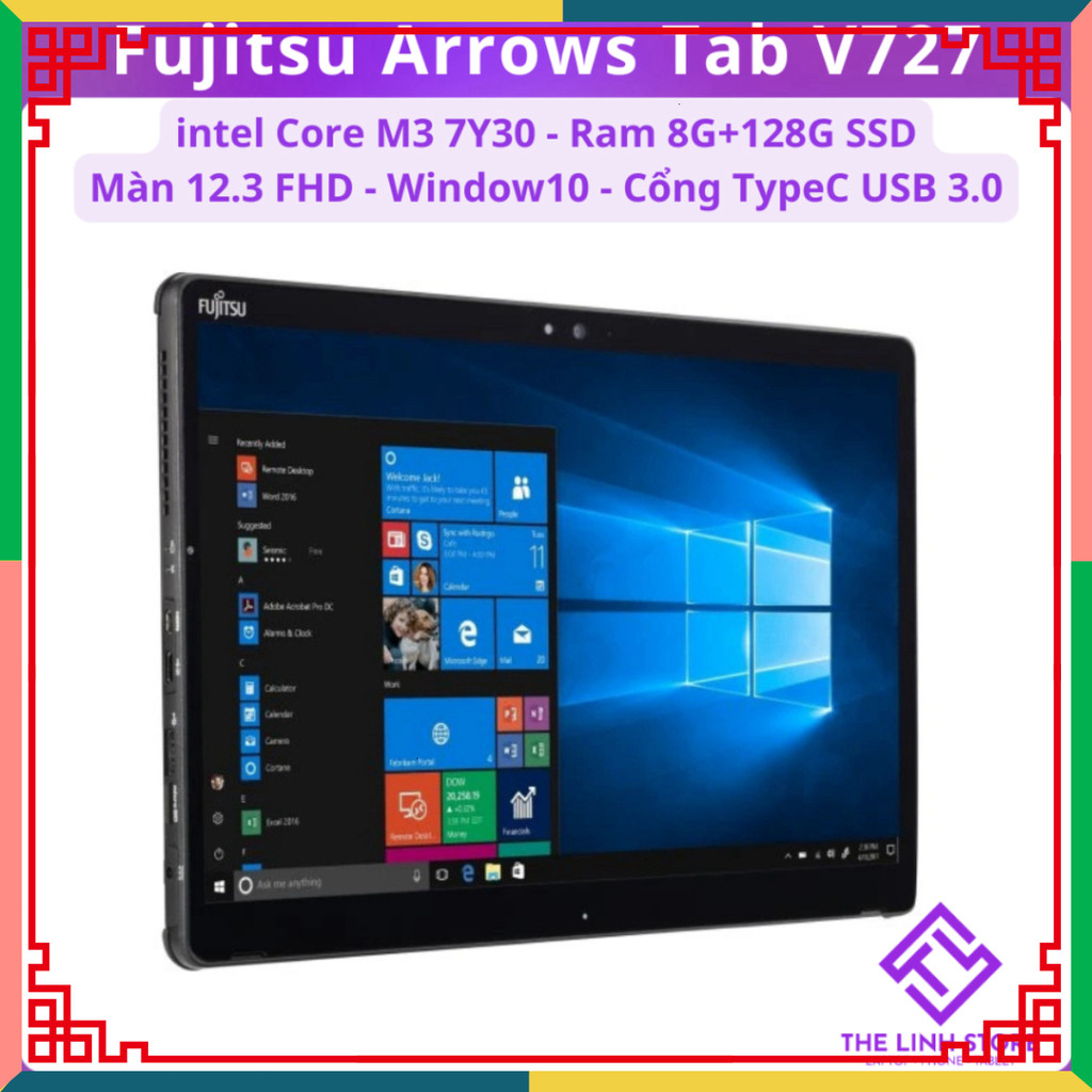 Máy tính bảng Fujitsu ARROWS Tab V727 chạy Window 10 kèm bút - Core M3 7Y30 ram 8G 128G SSD