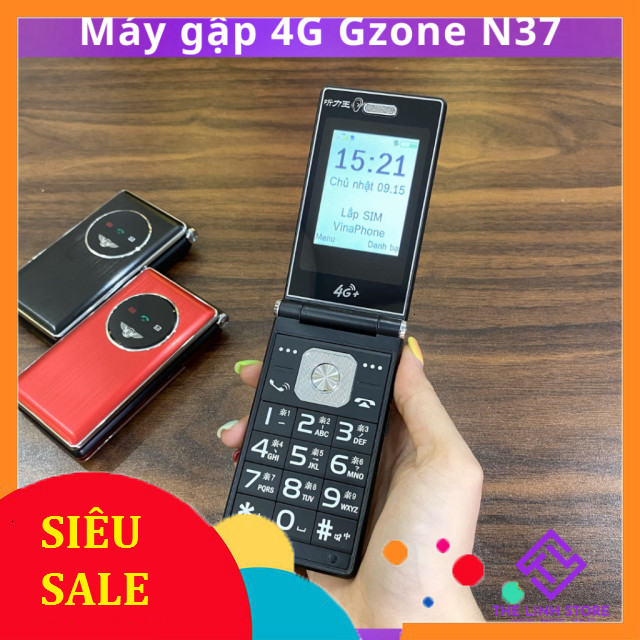 Điện thoại Nắp gập Gzone N37 4G chuẩn - Có đèn pin Vỏ kim loại chắc chắn