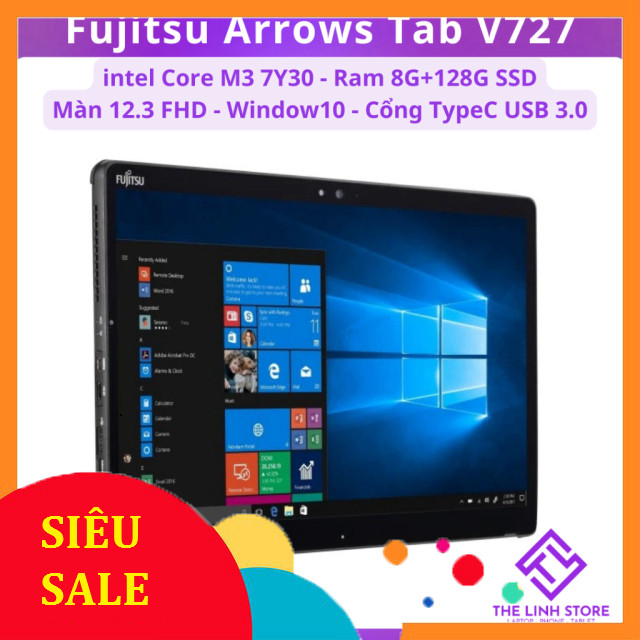 Máy tính bảng Fujitsu ARROWS Tab V727 chạy Window 10 kèm bút - Core M3 7Y30 ram 8G 128G SSD