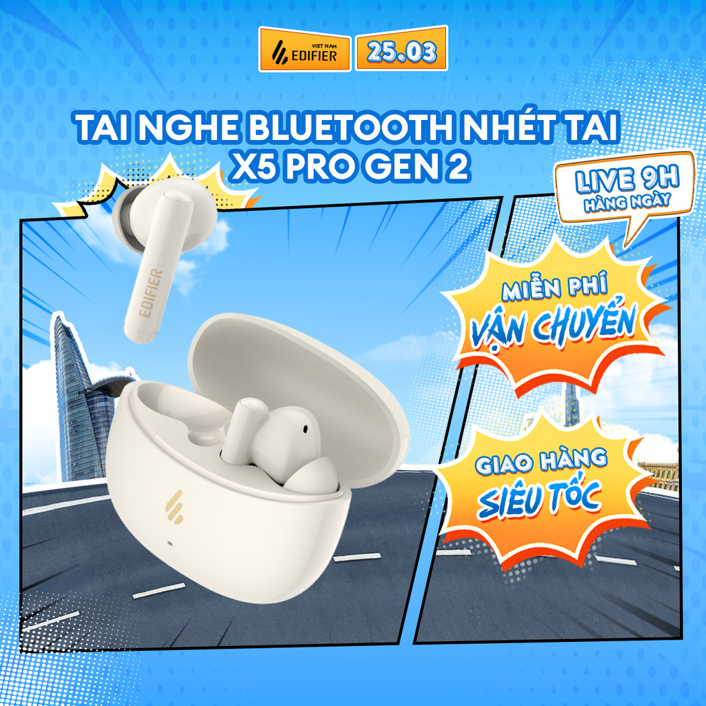 Tai Nghe Bluetooth Nhét Tai EDIFIER X5 PRO| Chống Ồn Chủ Động | Thời Gian Sử Dụng Tới 31H | Bảo Hành 15 Tháng