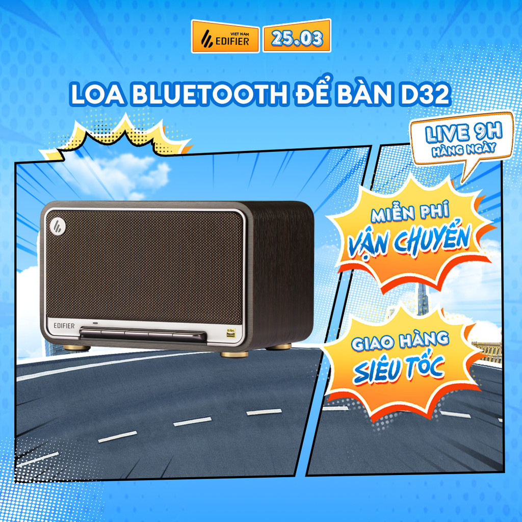 Loa Để Bàn Bluetooth EDIFIER D32 | Công suất 60W | Thời Gian Sử Dụng Tới 11H | Thiết Kế Retro | Bảo 