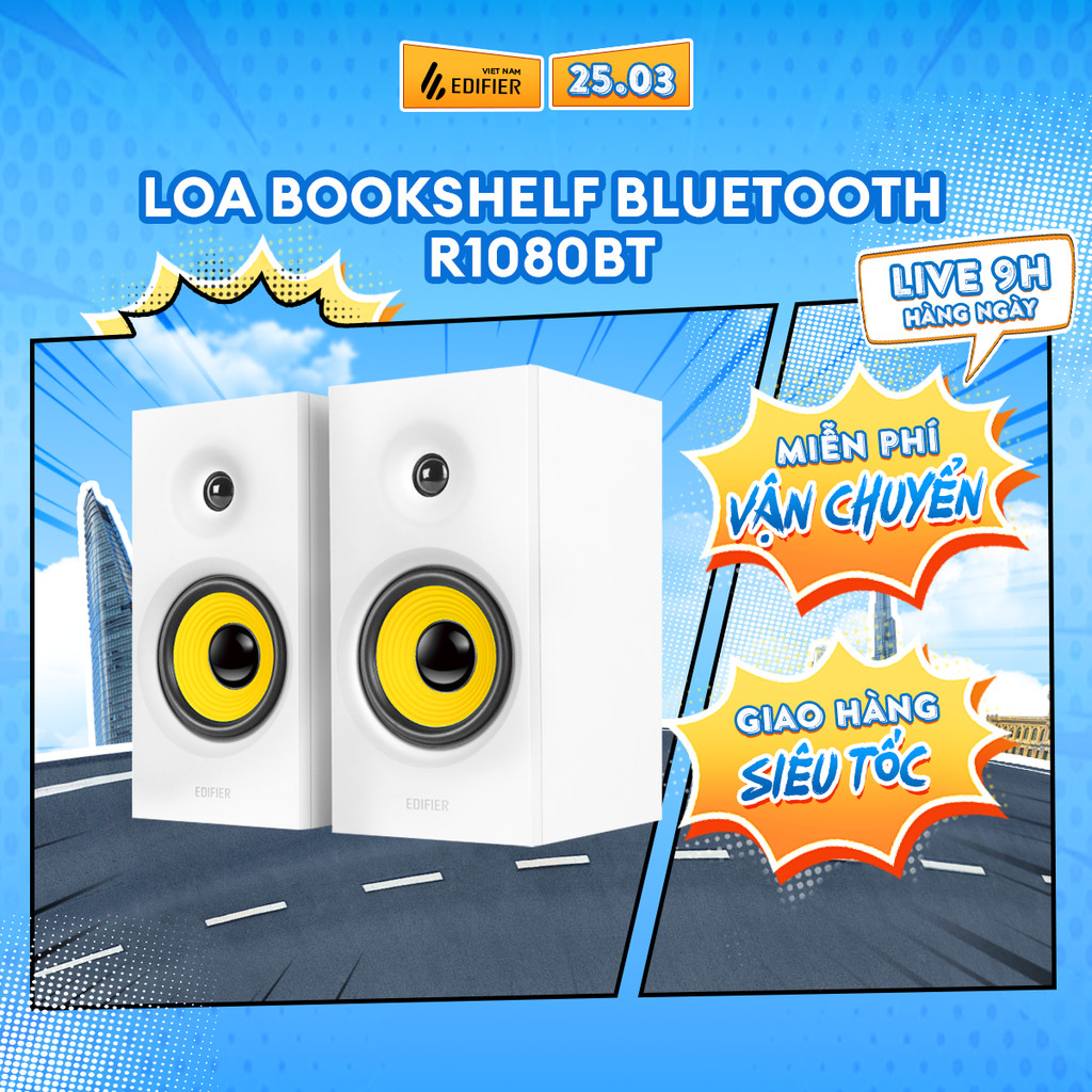 Bộ Loa Bluetooth Để Bàn EDIFIER R1080BT | Công Suất 24W | Bluetooth 5.1 | Vỏ Gỗ Cổ Điển | Chip DSP |