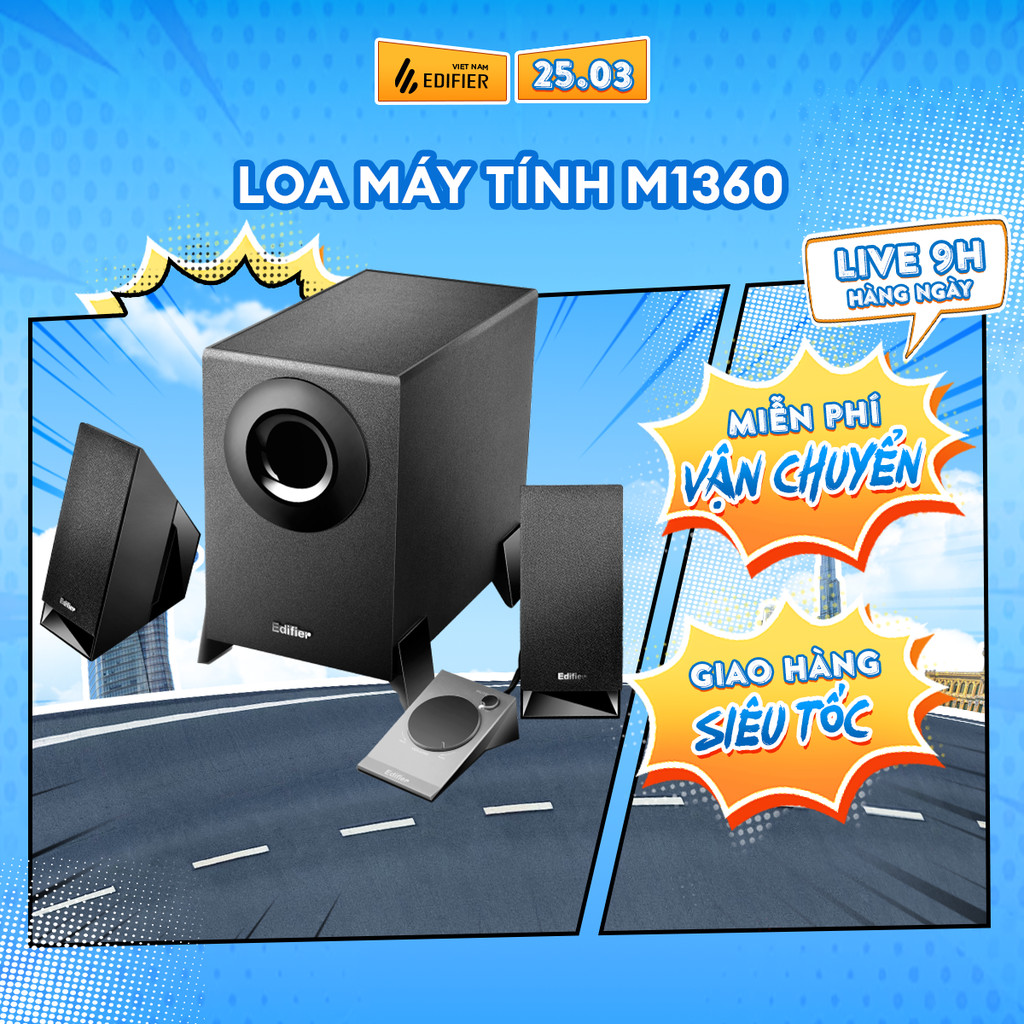 Loa Máy Tính 2.1 Siêu Trầm EDIFIER M1360 Để Bàn - Thiết Kế Tối Ưu Hóa Hướng Âm - Thùng Loa Bass MDF 