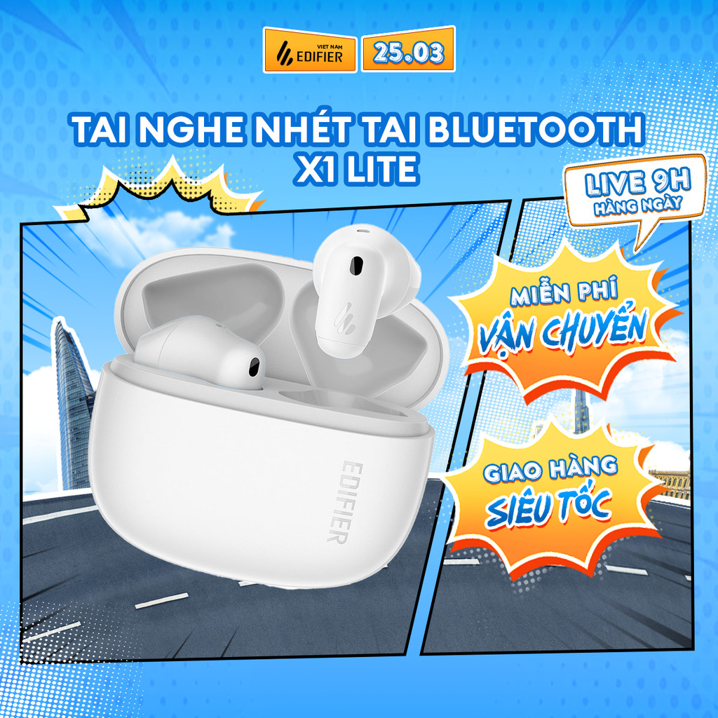 Tai Nghe Nhét Tai Bluetooth Không Dây EDIFIER X1 Lite/T10 - Chơi Nhạc Đến 28H - Độ Trễ Thấp 60ms - 15 Tháng Bảo Hành