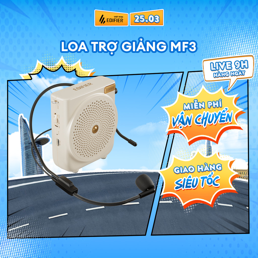 Máy Trợ Giảng Mini EDIFIER MF3 - Chống Hú Hiệu Quả - Thiết Kế Nhỏ Gọn Dễ Di Chuyển - Sử Dụng Tới 20H