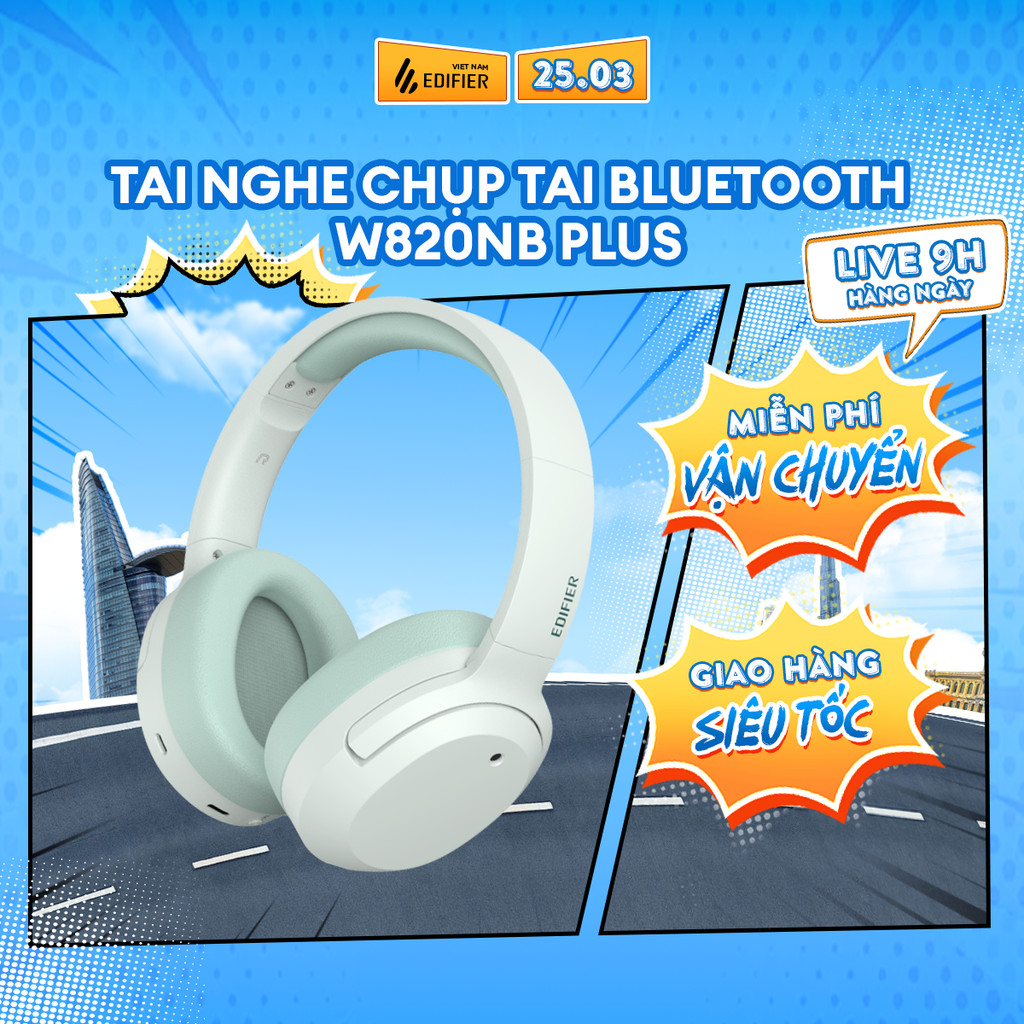 Tai Nghe Chụp Tai Bluetooth Chống Ồn EDIFIER W820NB/W820NB PLUS - Âm Thanh Hi-Res - Pin Đến 49H - 15 Tháng Bảo Hành