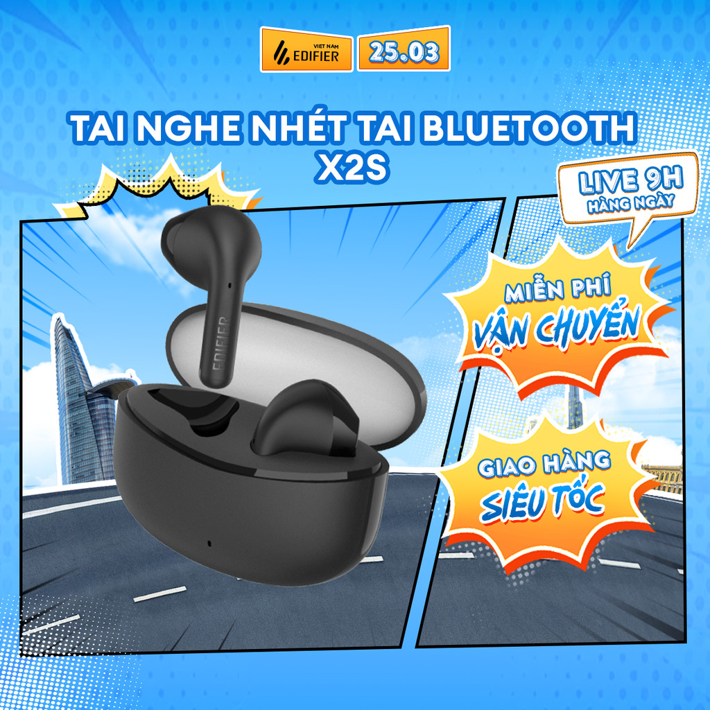 Tai Nghe Bluetooth Không Dây EDIFIER X2S/W110T Nhét Tai - Pin Đến 26H - Tùy Chỉnh EQ Qua App - 15 Th