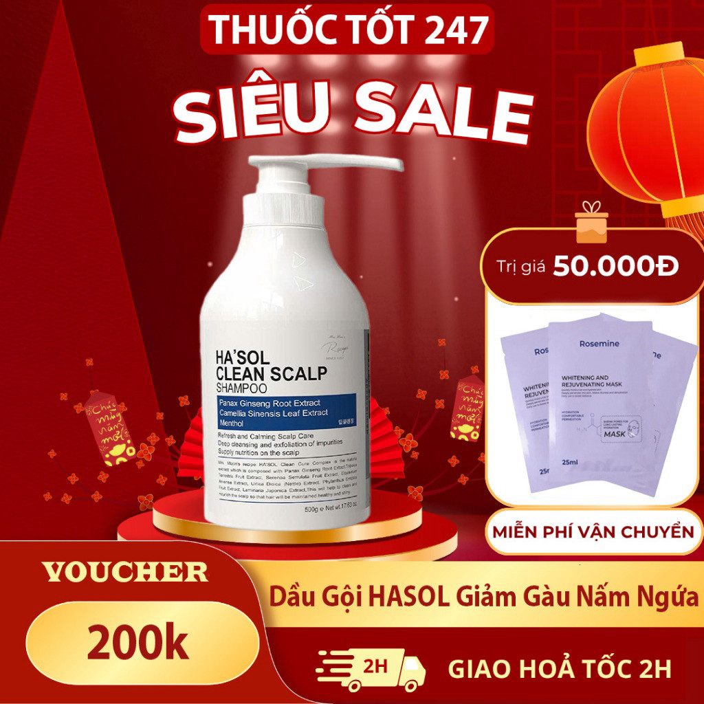 Dầu Gội HASOL Hỗ Trợ Giảm Gàu Nấm Ngứa, Phù Hợp Cho Da Đầu Nhiều Dầu, Tóc Mỏng Và Yếu HA'SOL Clean S