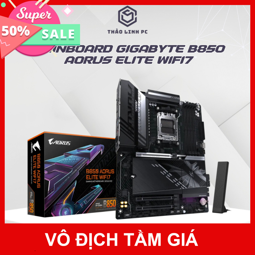 Mainboard GIGABYTE B850 AORUS ELITE AX WIFI 7 Chính Hãng | ATX | Trắng + Đen | New 100%