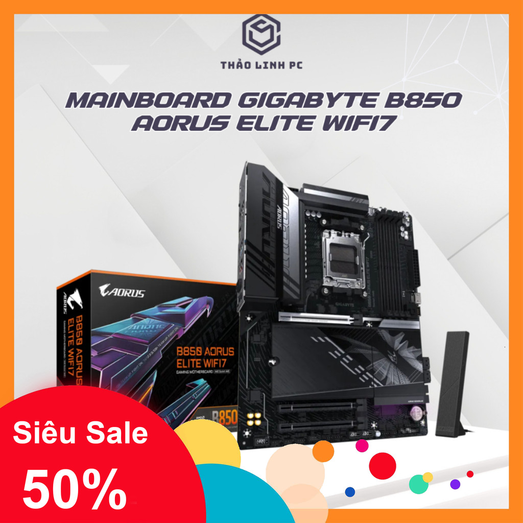 Mainboard GIGABYTE B850 AORUS ELITE AX WIFI 7 Chính Hãng | ATX | Trắng + Đen | New 100%