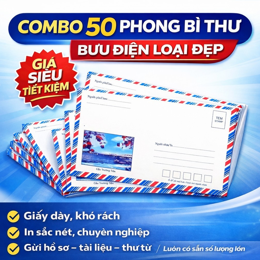 Tập 50 phong bì thư bưu điện loại đẹp