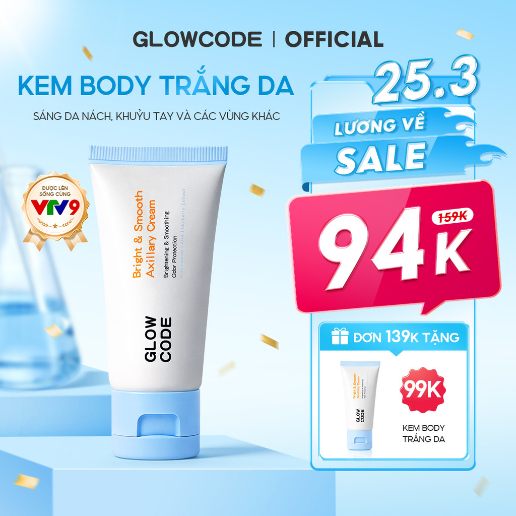 Kem body trắng da Glowcode dưỡng trắng nách giảm thâm nách khuỷu tay Đầu gối dưỡng ẩm với niacinamide