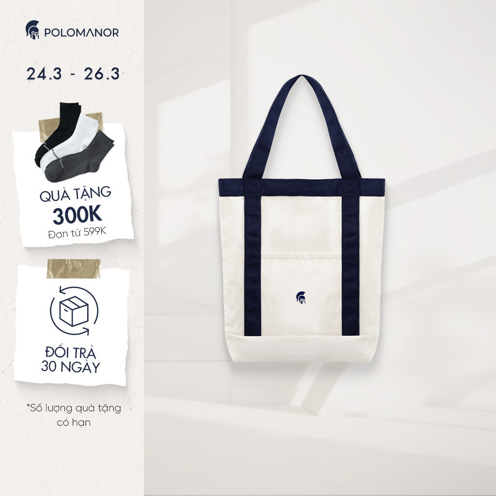 Túi tote V2 cao cấp POLOMANOR, đựng laptop, có khóa kéo nhiều ngăn tiện lợi, thanh lịch