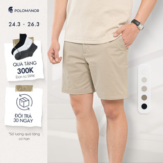 Quần short nam ngắn POLOMANOR vải kaki xuất xịn, lưng đai thun, co giãn 2 chiều, chuẩn form