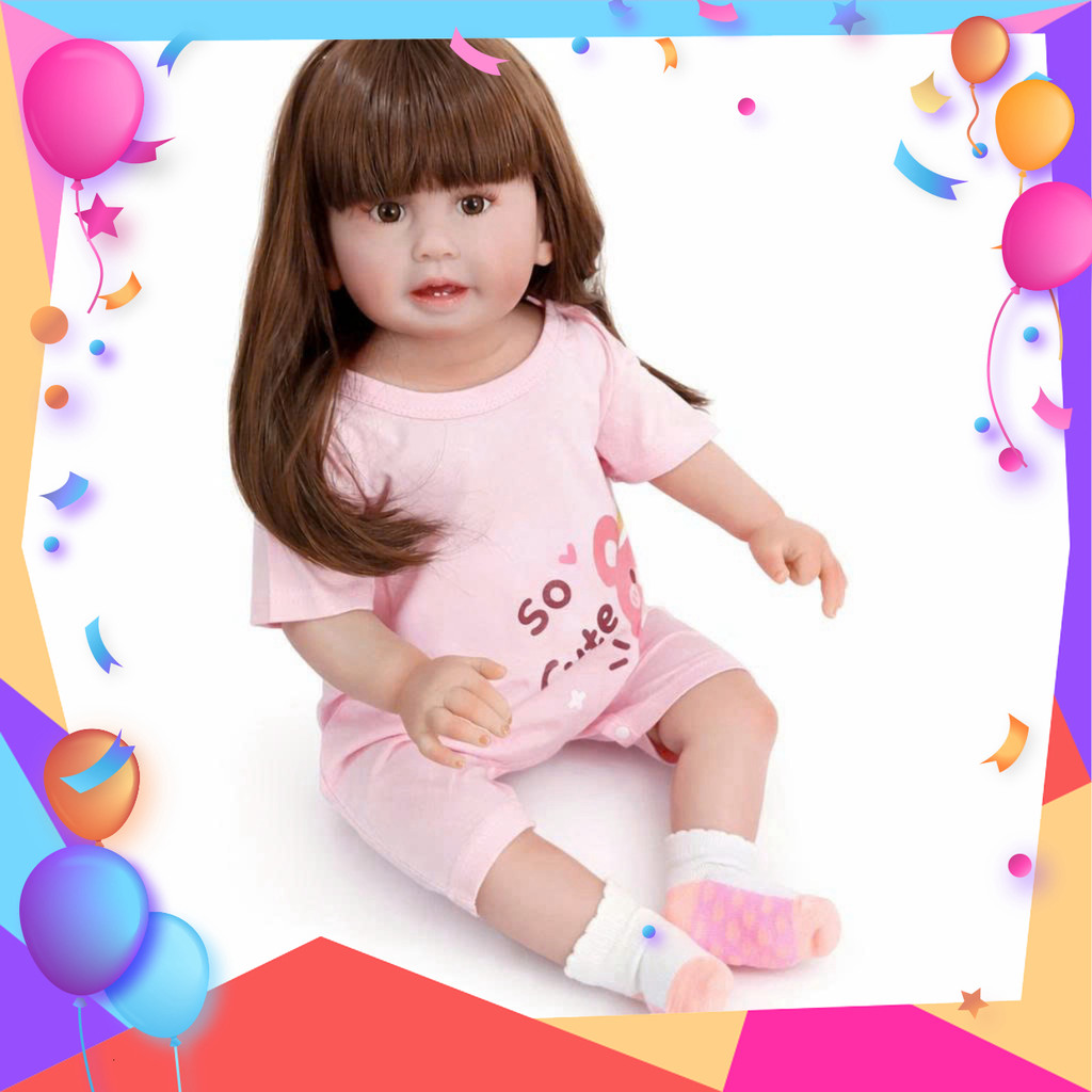 Búp Bê Teegan NPK Bé Gái Tóc Dài 70 cm = 28 inch Reborn Vinyl Doll  PVN6951