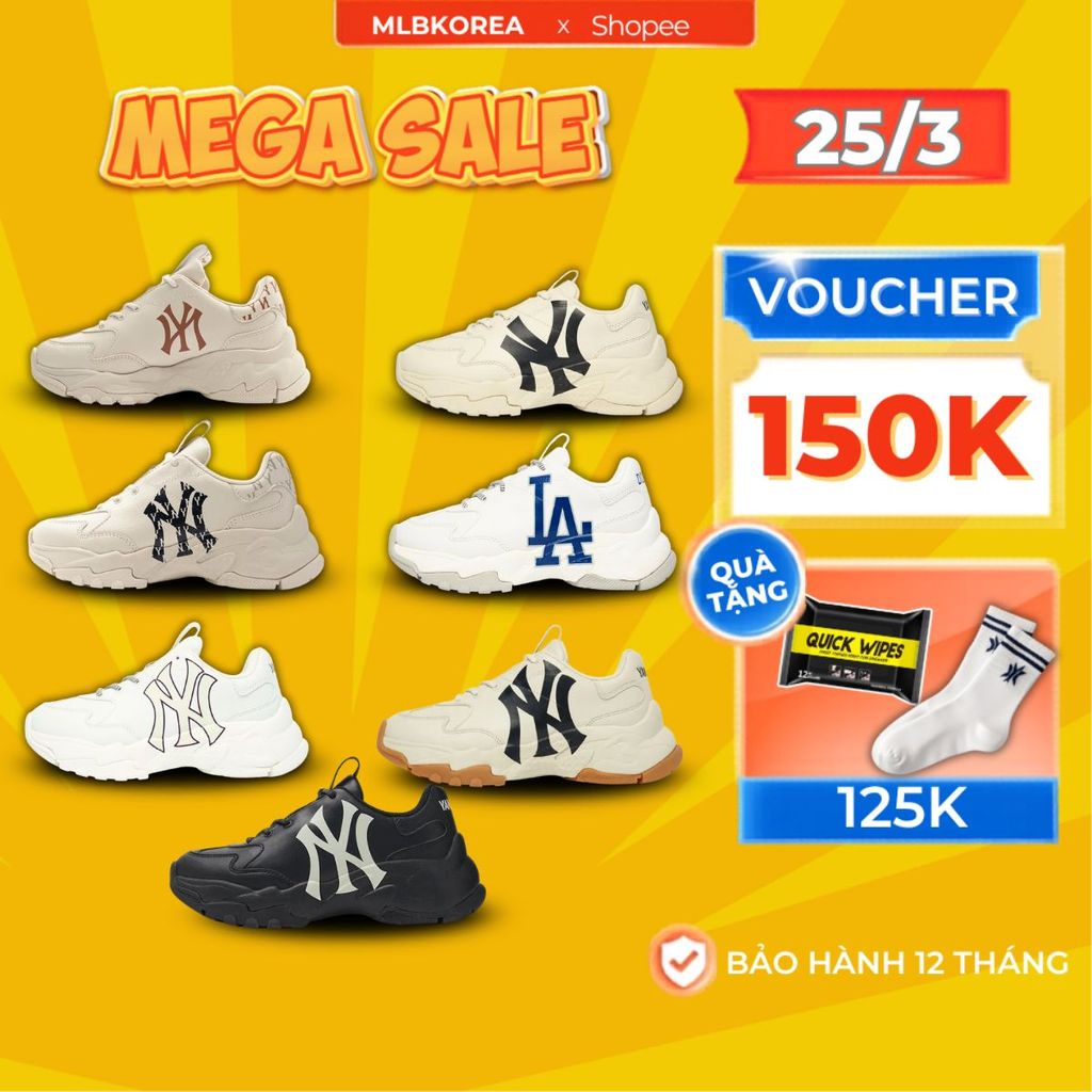 Giày MLB Bigball Chunky chính hãng, giày thể thao độn đế New York Yankees đế cao 5cm tôn dáng tăng chiều cao