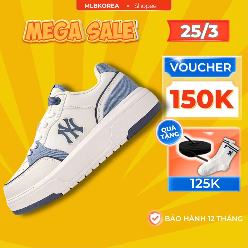 Giày MLB Chunky Liner denim pocket xanh chính hãng , giày sneaker mlb đế bằng cao 5cm season 2025 (C