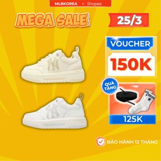 Giày MLB chính hãng Chunky Liner Jelly màu trắng bản mới 2025 , giày sneaker NY logo trong suốt đế cao 5cm