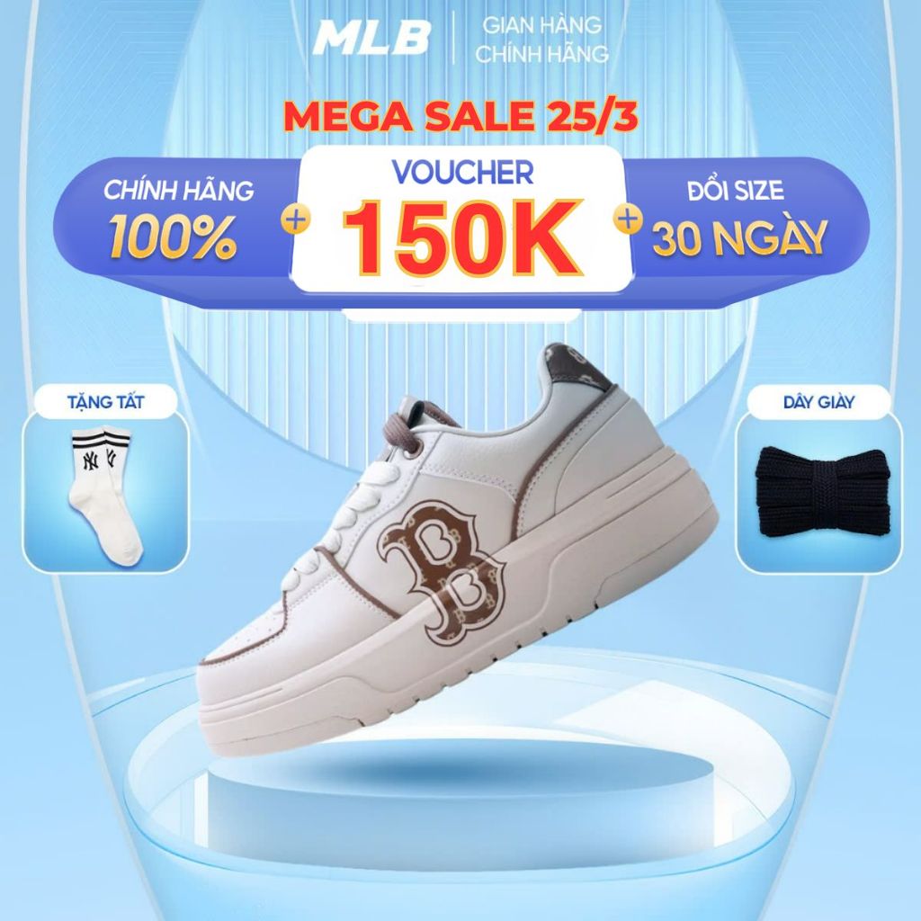 Giày MLB Chunky Liner classic monogram b nâu chính hãng, giày sneaker thể thao cổ thấp b nâu (CBN)