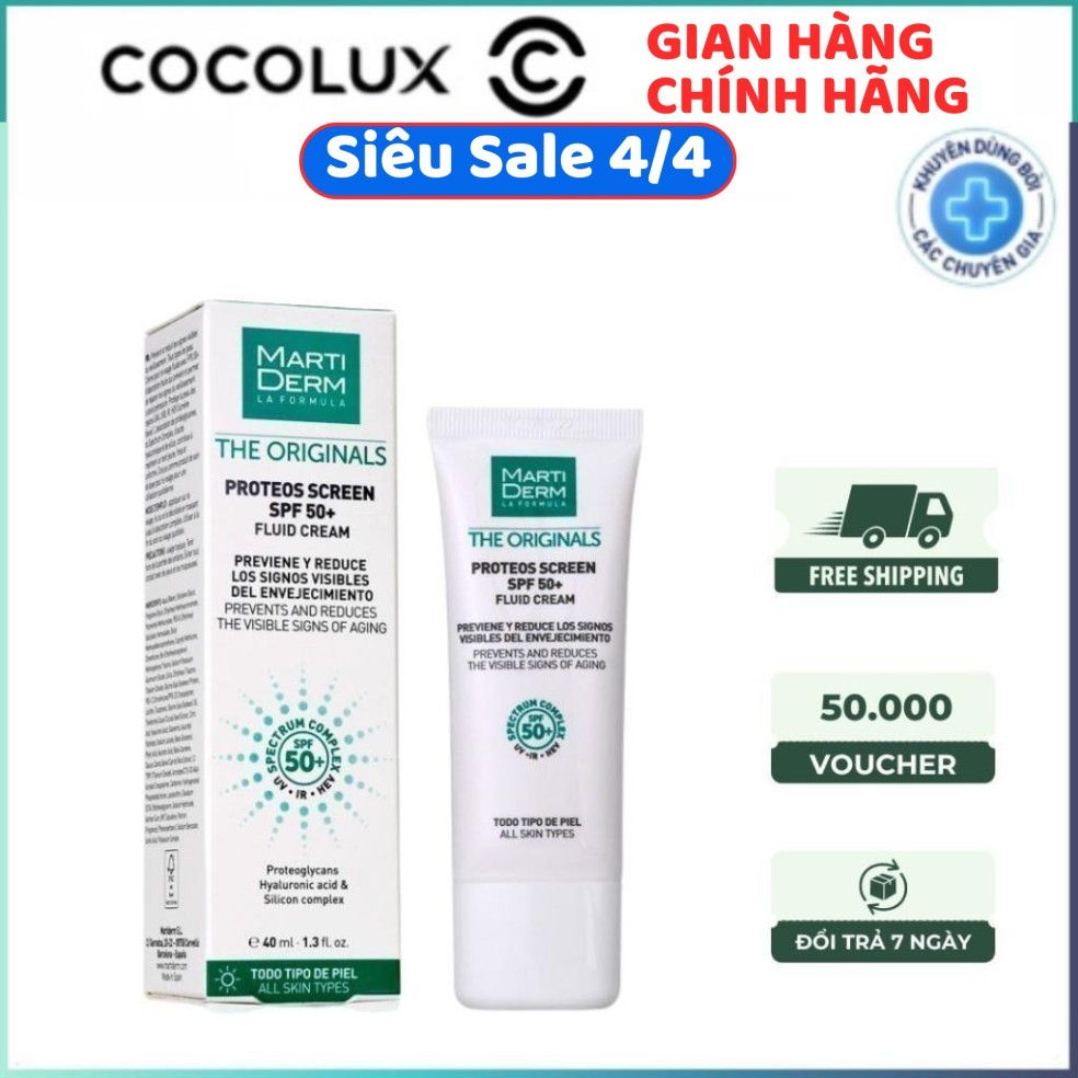 Kem Chống Nắng Martiderm The Originals Proteos Screen SPF50+ 40ml Phổ Rộng Toàn Diện Ngăn Lão Hoá Ha