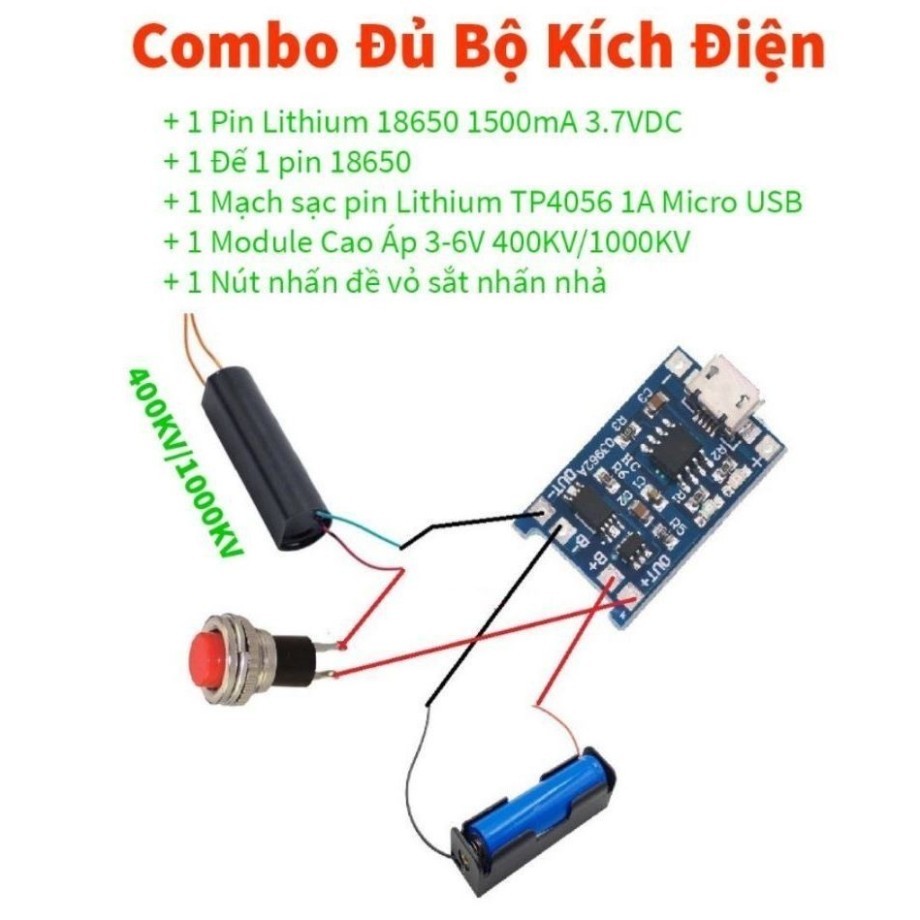Tăng áp 1000KV, mạch Cao Áp, Vào 3V7-6V ra 400KV 1000KV (Máy đánh lửa) - Module tăng áp