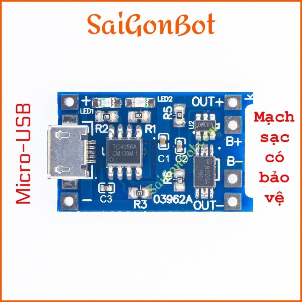 051 Bộ 5 Mạch Sạc (Bo Sạc) Và Bảo Vệ Pin 18650 Lithium 1A - TP4056 / TP4056 Lithium Battery Charger 