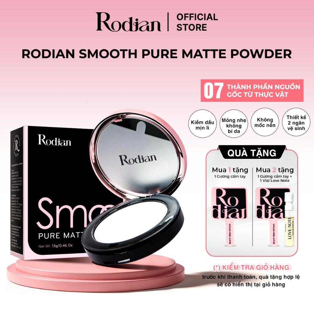 [Combo 2] Phấn Phủ Nén Kiềm Dầu Rodian Smooth Pure Matte Powder 13g Mỏng Nhẹ