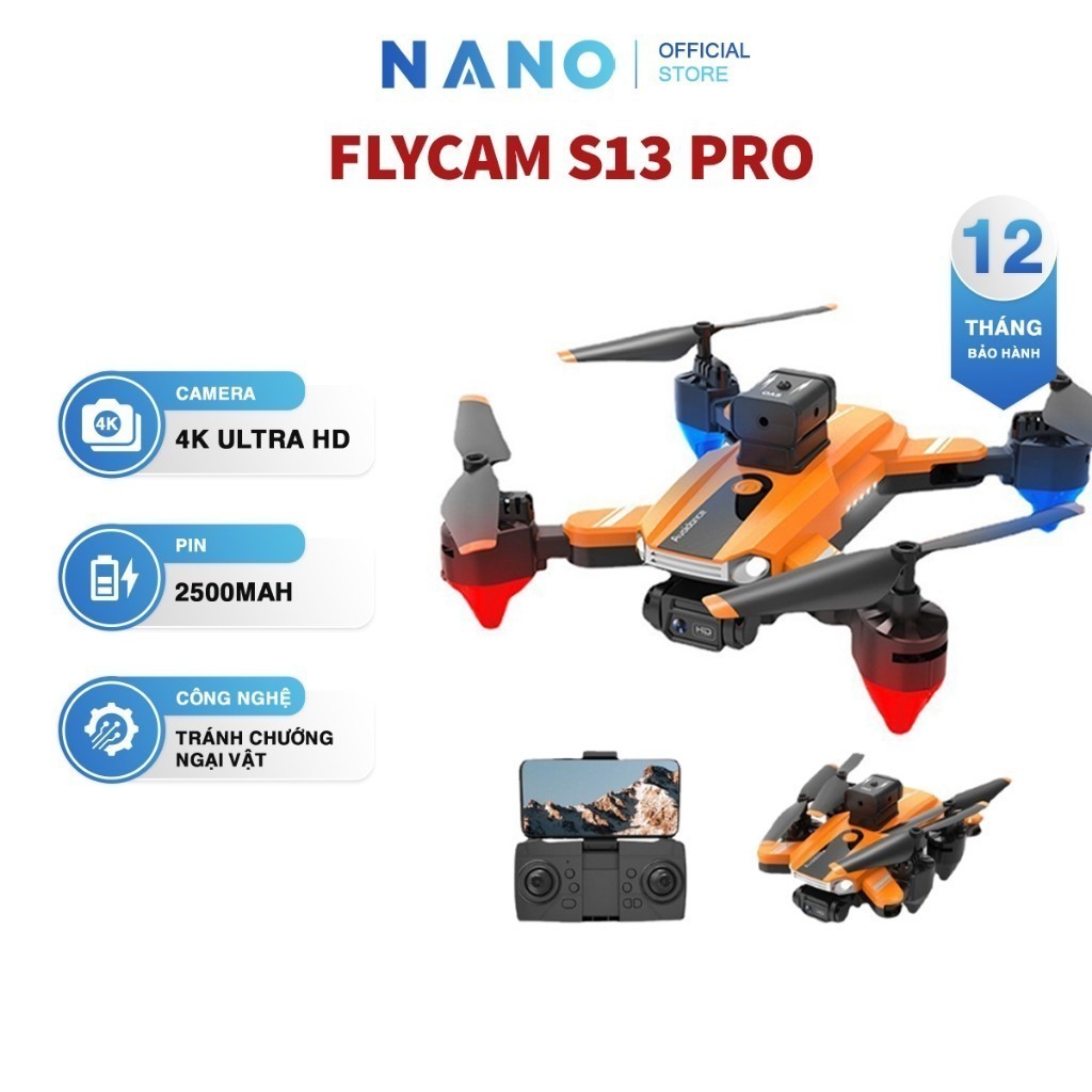 Flycam Mini Drone S13 camera góc rộng, dung lượng pin lớn bảo hành 12 tháng