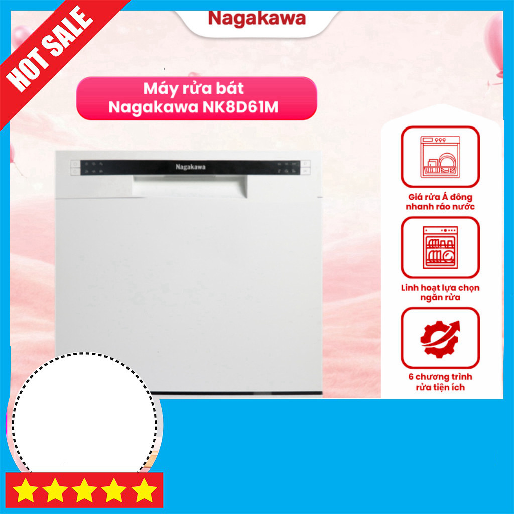 IB shop đặt Máy Rửa Bát 8 Bộ Cao Cấp Nagakawa NK8D61M Chuyên Nghiệp GIAO TOÀN QUỐC.