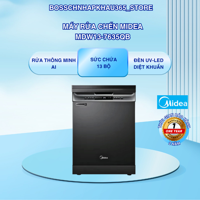 Máy Rửa Chén Midea MDW13-7635QB – Sức Chứa 13 Bộ – Vận Hành Êm Ái – Bossch365