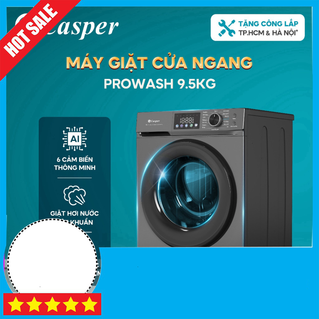 IB shop đặt Máy Giặt Cửa Ngang Casper 9.5kg Chính Hãng - WF-D95VGR1 2 Năm BH GIAO TOÀN QUỐC.