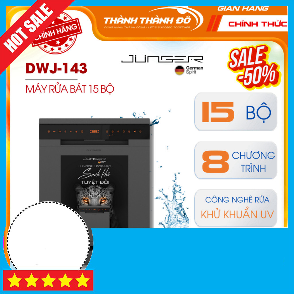 IB shop đặt Máy Rửa Chén Leopard 15 Bộ Sạch Khô JUNGER DWJ-143 GIAO TOÀN QUỐC.