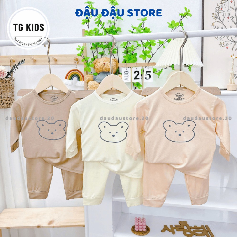 (Đẹp) Set 3 Bộ Sơ Sinh Dài Tay Chui Đầu Hình Gấu Thun Lạnh Quần Vát mềm mịn cho bé size 3-13 kg TG-D