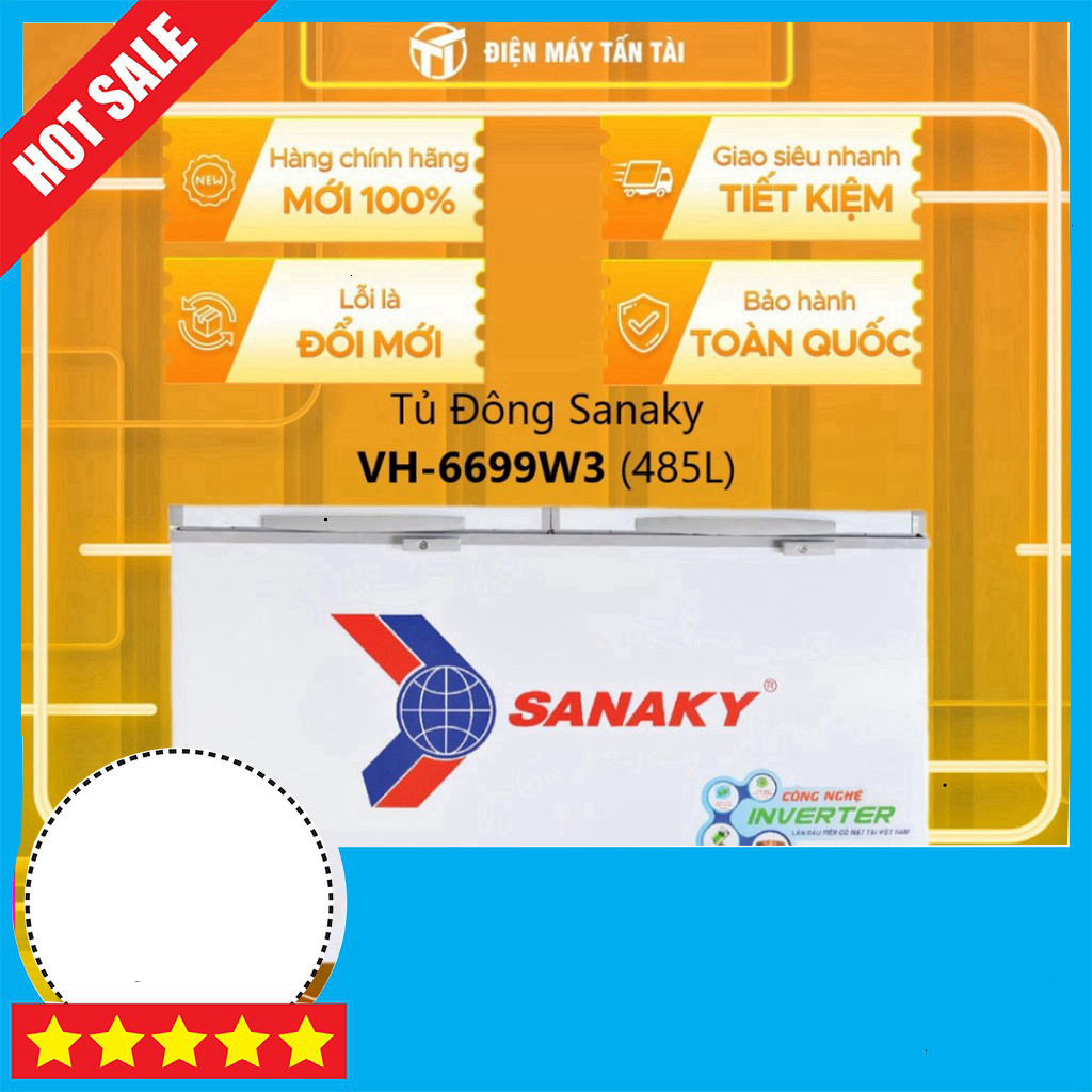 IB shop đặt - Tủ Đông Inverter SANAKY VH-6699W3 - 485 lít + 1 Ngăn Đông + 1 Ngăn Mát, Miễn Phí Giao 