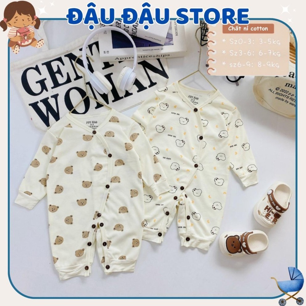 Set 5 Bộ Body Dài Tay Nỉ Cotton Thu Đông Cho Bé Sơ Sinh mềm mịn cho bé sơ sinh trai gái 0-9 tháng NC